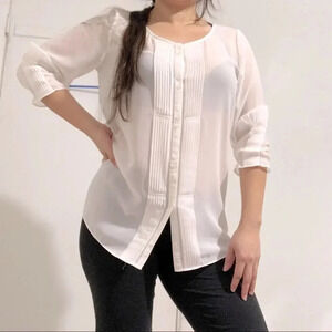 RW&CO white retro style 3/4 sleeves tunic Sz S/P